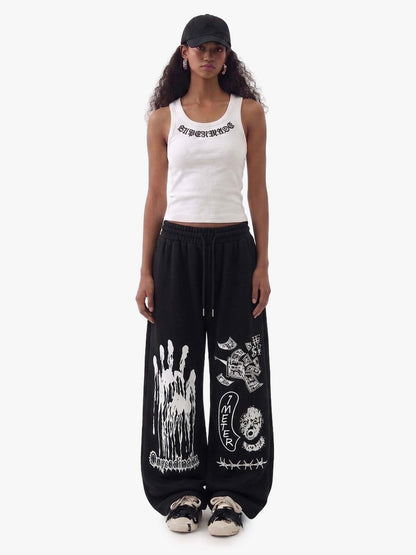 Dark Graphic Print Sweatpants
