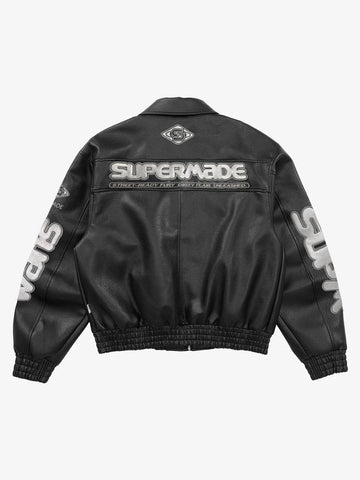 Faux Leather Vintage Street Black Air Jacket - 1821 
