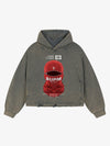 Retro Bandit Hat Graphic Distressed Cropped Hoodie 