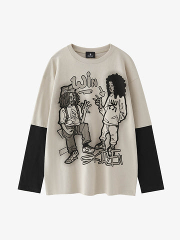 Graffiti Patchwork Long Sleeve Tee