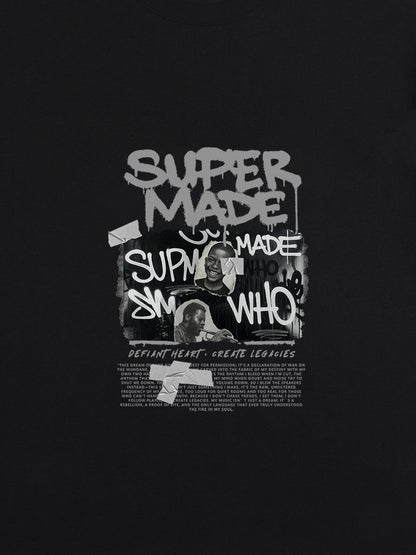 Streetwear Graffiti Character Collage Graphic T-Shirt 