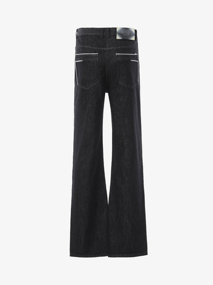 Vintage Contrast Trim Dark Wash Jeans