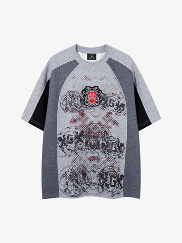 Embroidered Patchwork Collar Graphic Tee