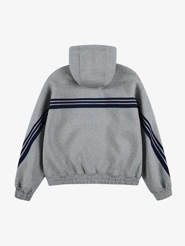 Striped Patchwork Boxy Fit Zip-Up Hoodie