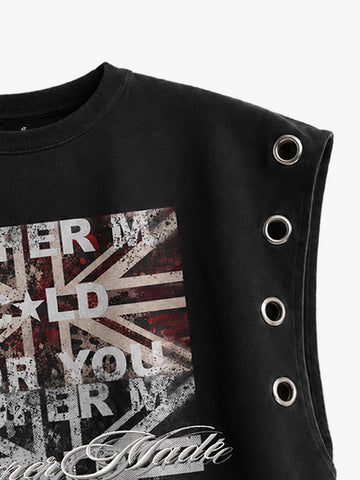 Flag Graphic Cropped Vest