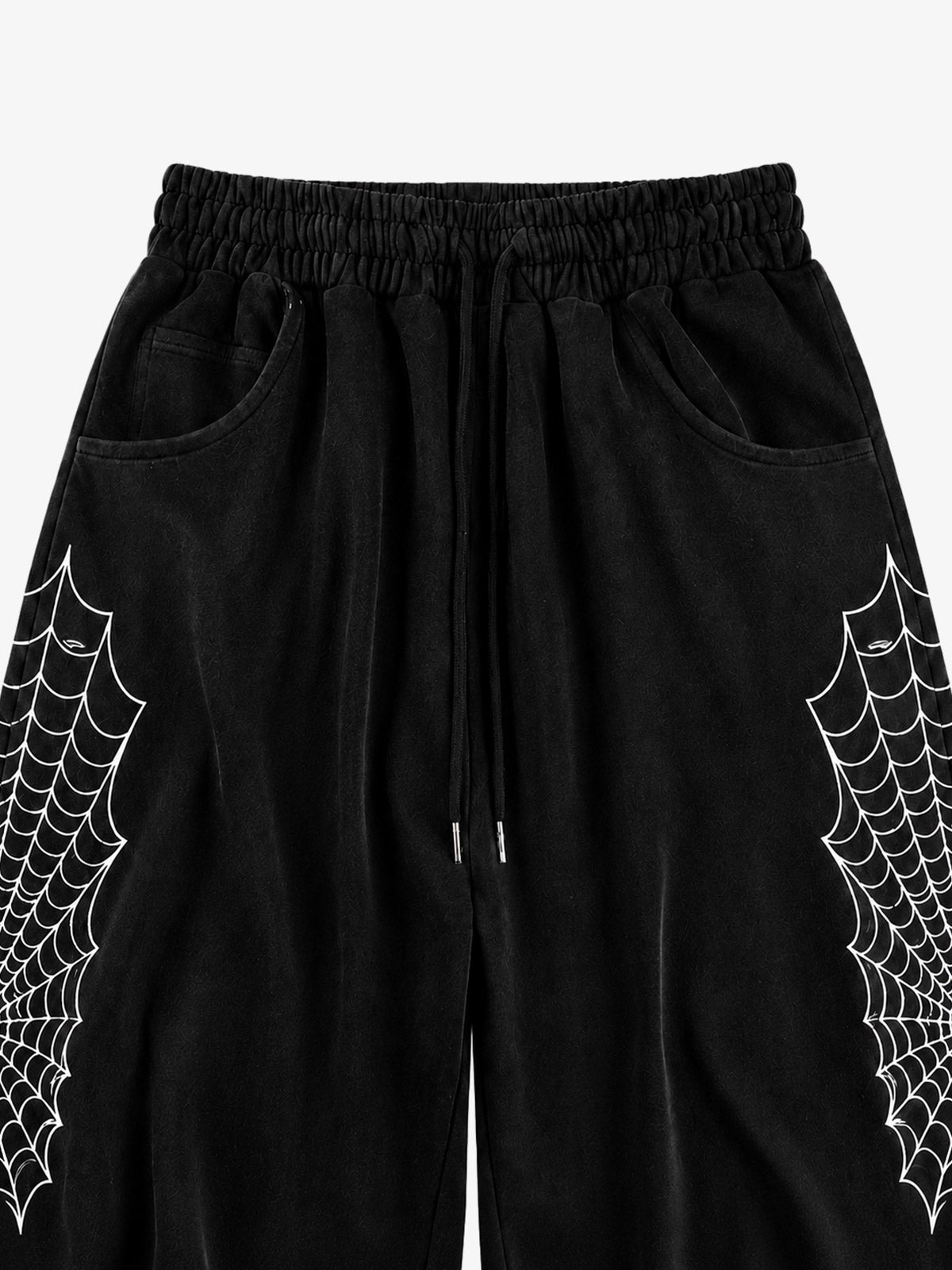 Spiderweb Print Wide-Leg Cropped Sweatpants