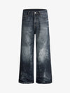 Vintage Distressed Wash Wide Leg Jeans 