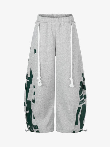 Streetwear Graffiti Drawstring Baggy Sweatpants