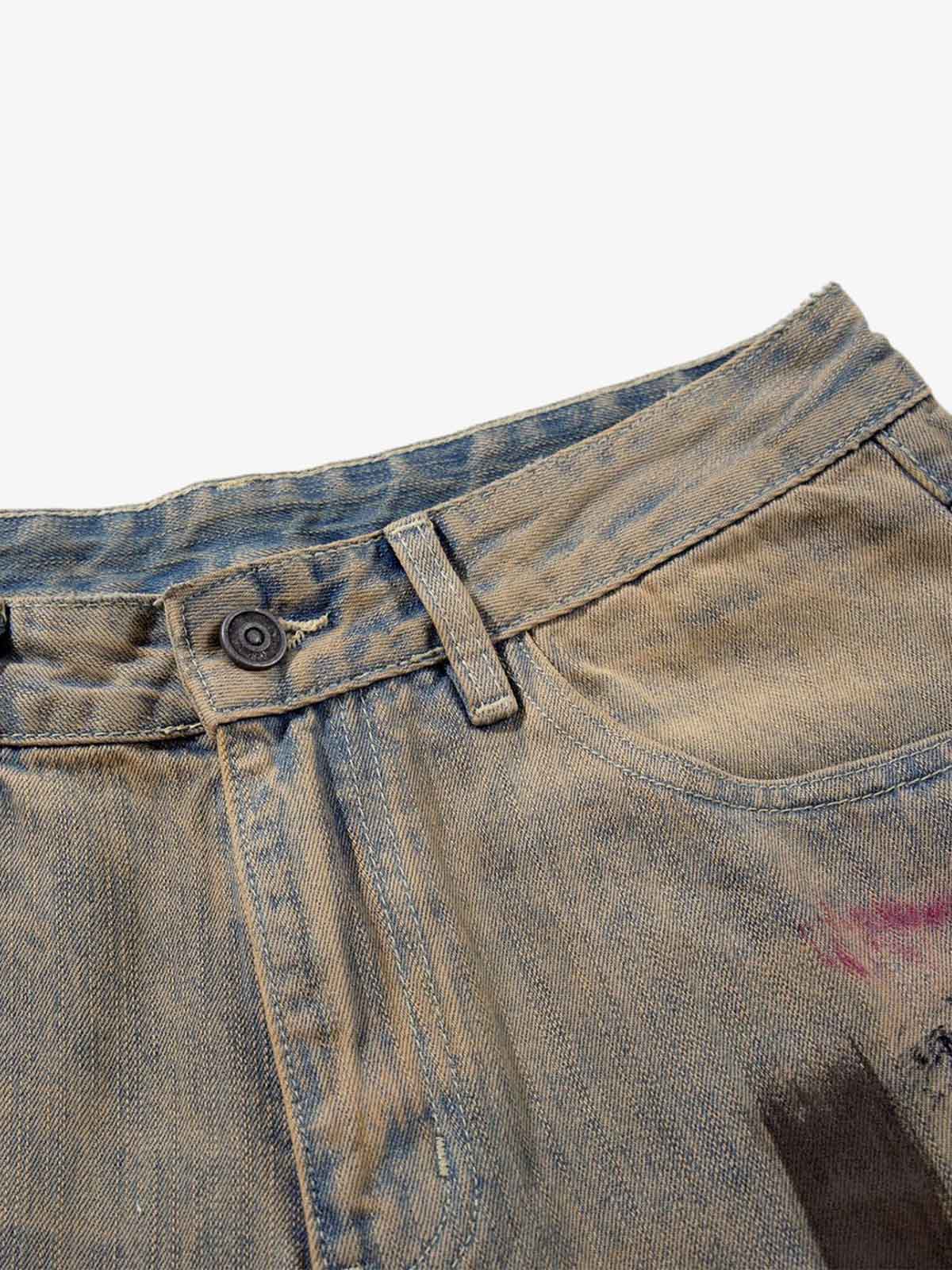 Retro Washed Brushstroke Baggy Jeans 