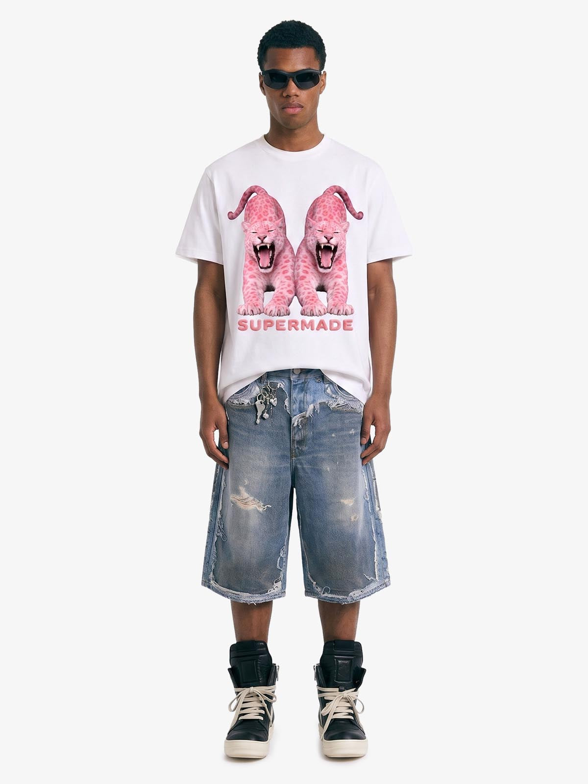 Retro Deconstructed Denim Shorts