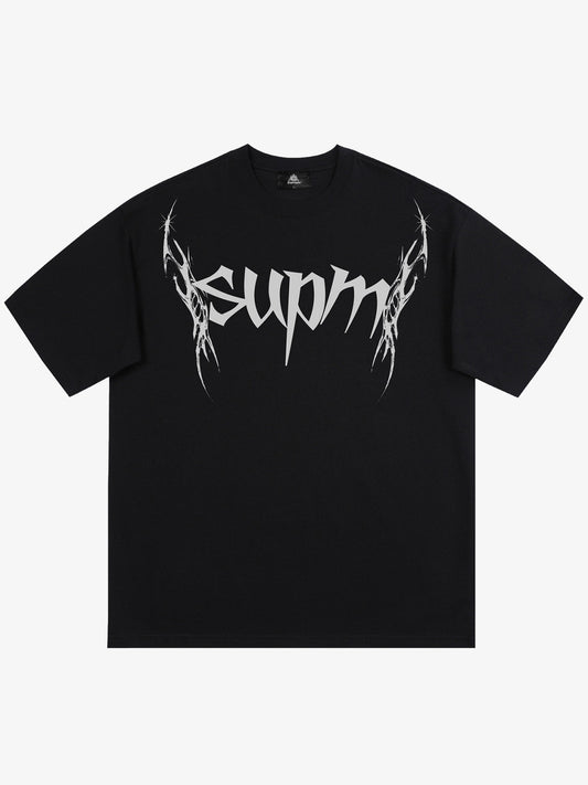 SUPM Gothic Sharp Letter Graphic T-Shirt 