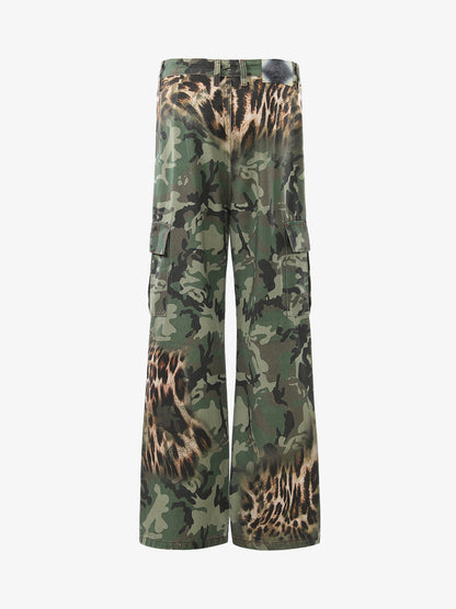 Camo Leopard Patchwork Cargo Pants