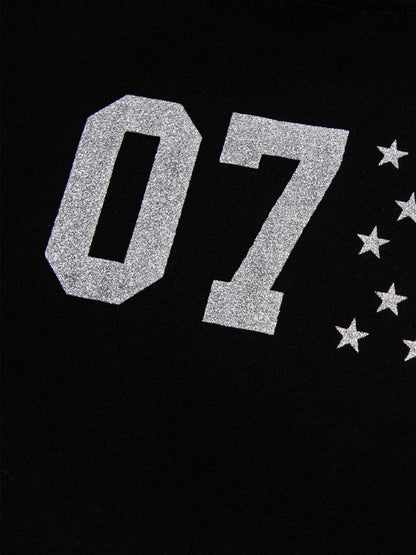 Off-Shoulder Star Stud Short Sleeve Tee