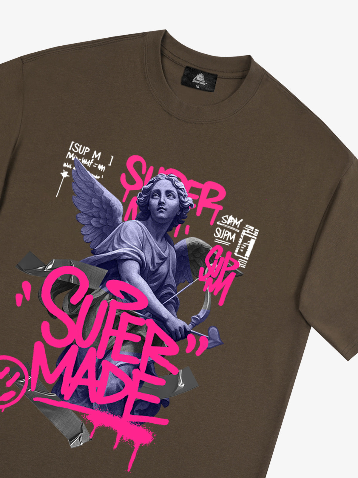 Street Pink Lucky Angel Graphic Design T-Shirt 