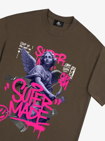 Street Pink Lucky Angel Graphic Design T-Shirt 