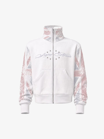 Flag Print Star Rivet Jacket