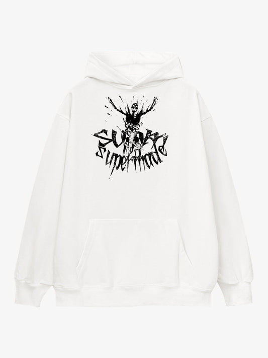 Gothic Devil Graphic Washed Hoodie 