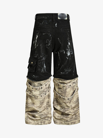 Deconstructed Layered Patchwork Cargo Pants