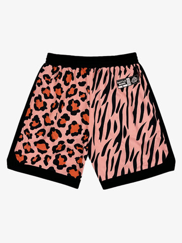 Moisture-Wicking Split Leopard Mixed Sport Shorts 