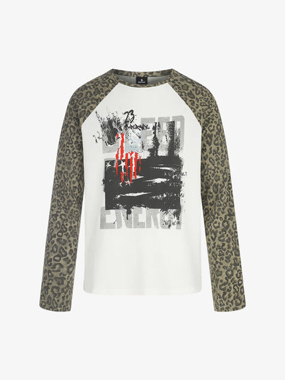 Leopard Graffiti Waffle Long Sleeve Tee