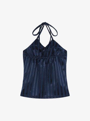 Striped Pattern Halter Jersey Cami Top