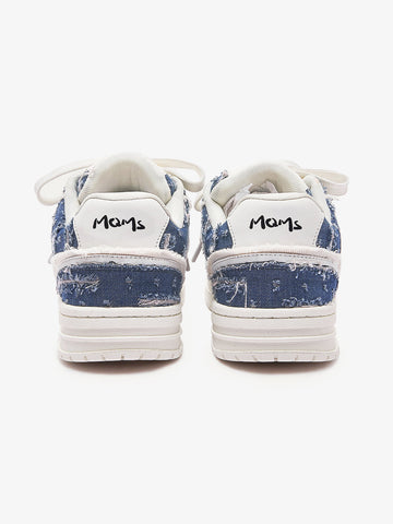 Street Distressed Denim Patchwork Sneakers 