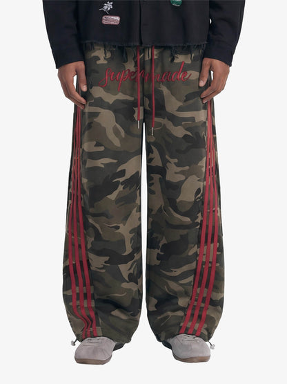 Retro Patchwork Embroidered Camouflage Barrel Pants - 2520 