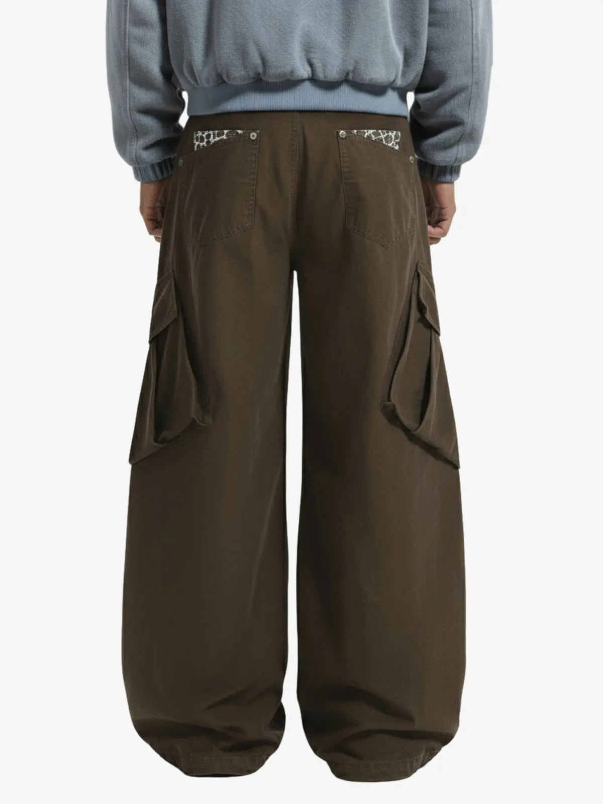 Vintage Patchwork Leopard Pocket Wide Leg Cargo Pants 