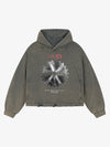 Industrial Saw Blade Graphic Cropped Hoodie 