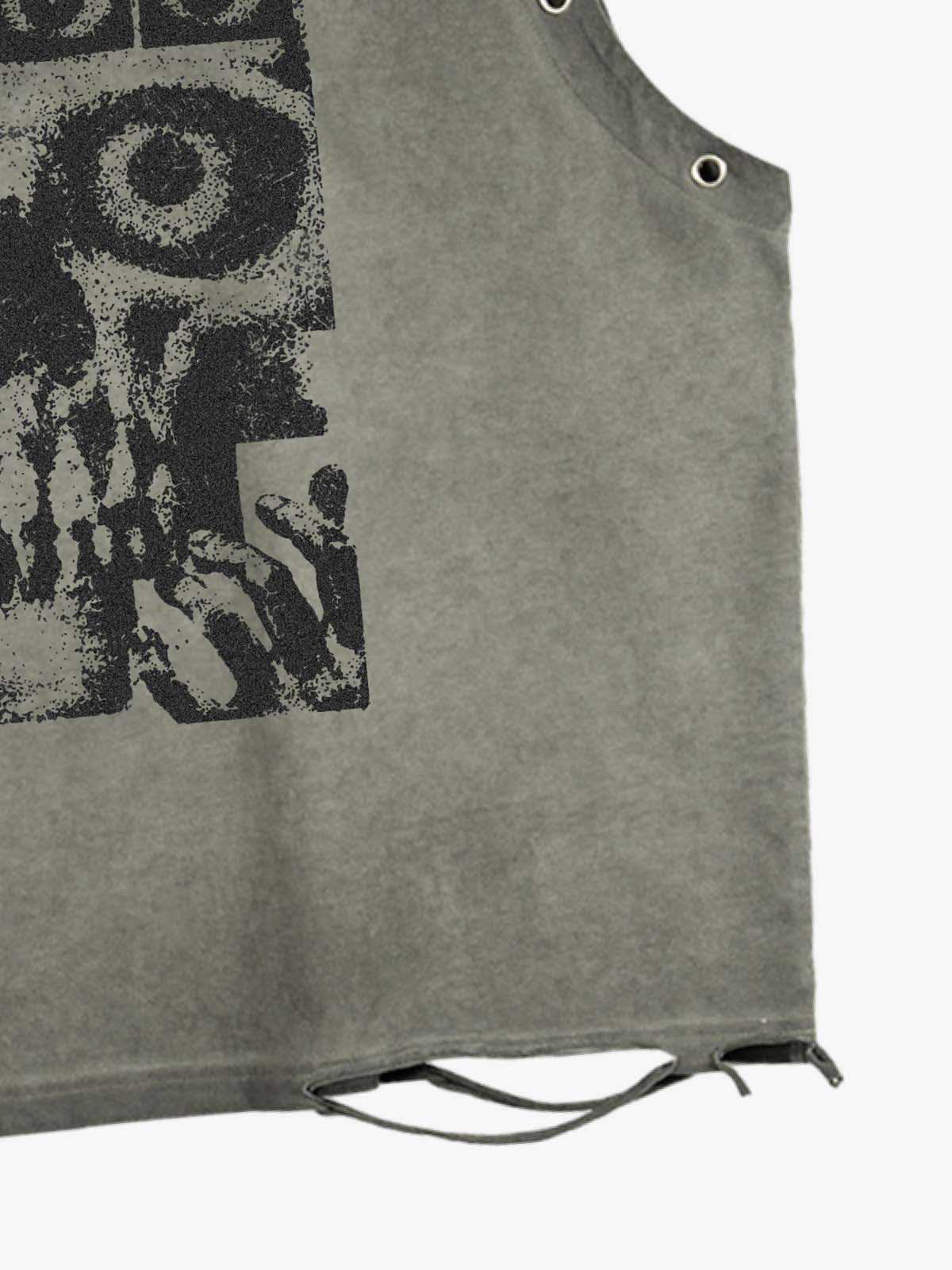 Skull Graphic Grommet Vest