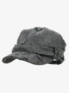 Distressed Stud Detail Cotton Flat Top Cap 