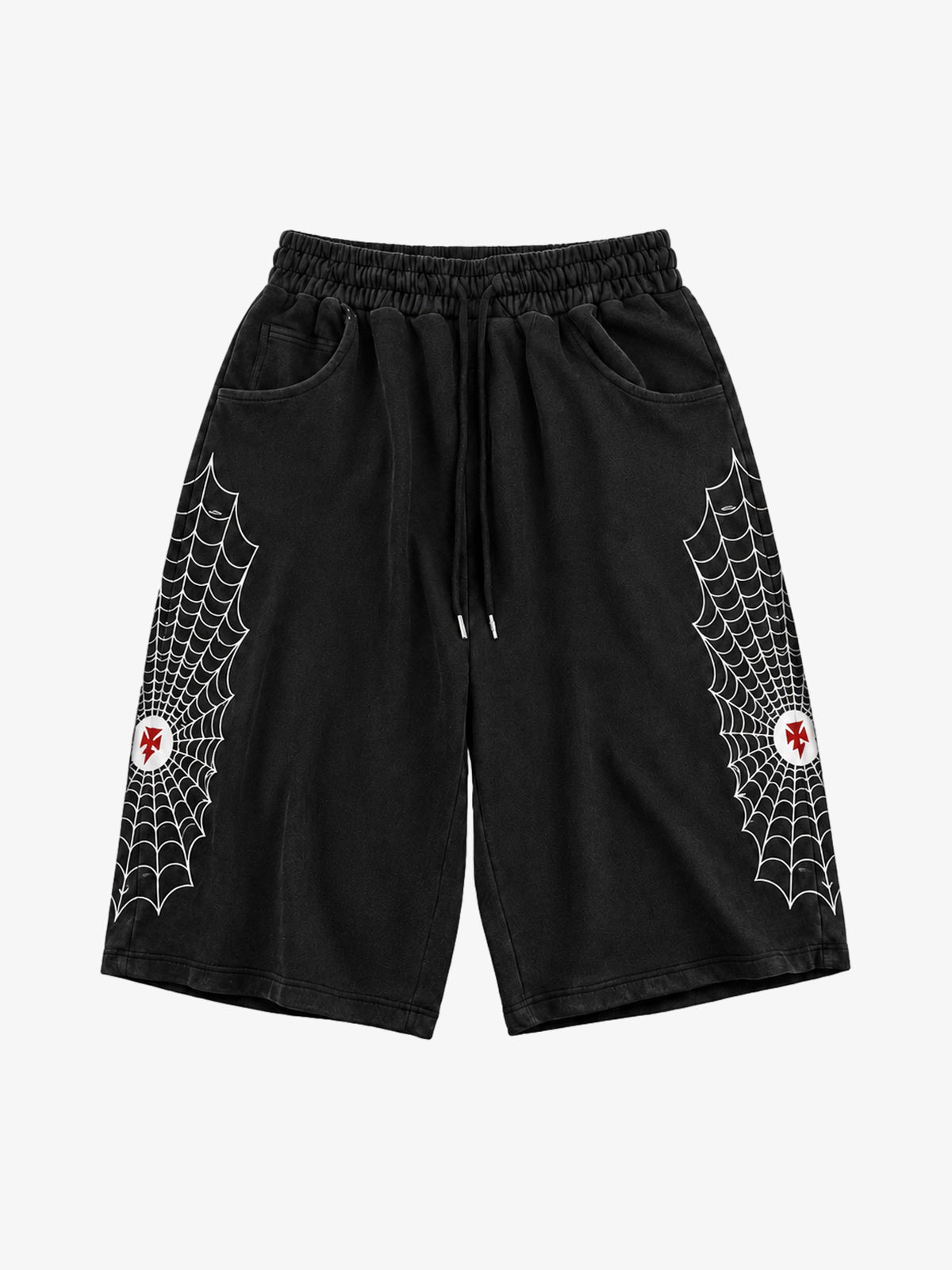 Spiderweb Print Wide-Leg Cropped Sweatpants