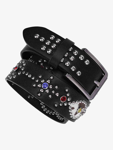 Retro Multicolor Gem Studded PU Belt 