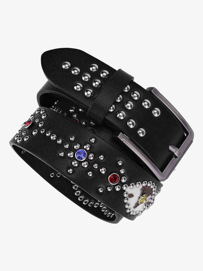 Retro Multicolor Gem Studded PU Belt 