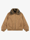 Vintage Distressed Deconstructed Faux Fur Collar Jacket 