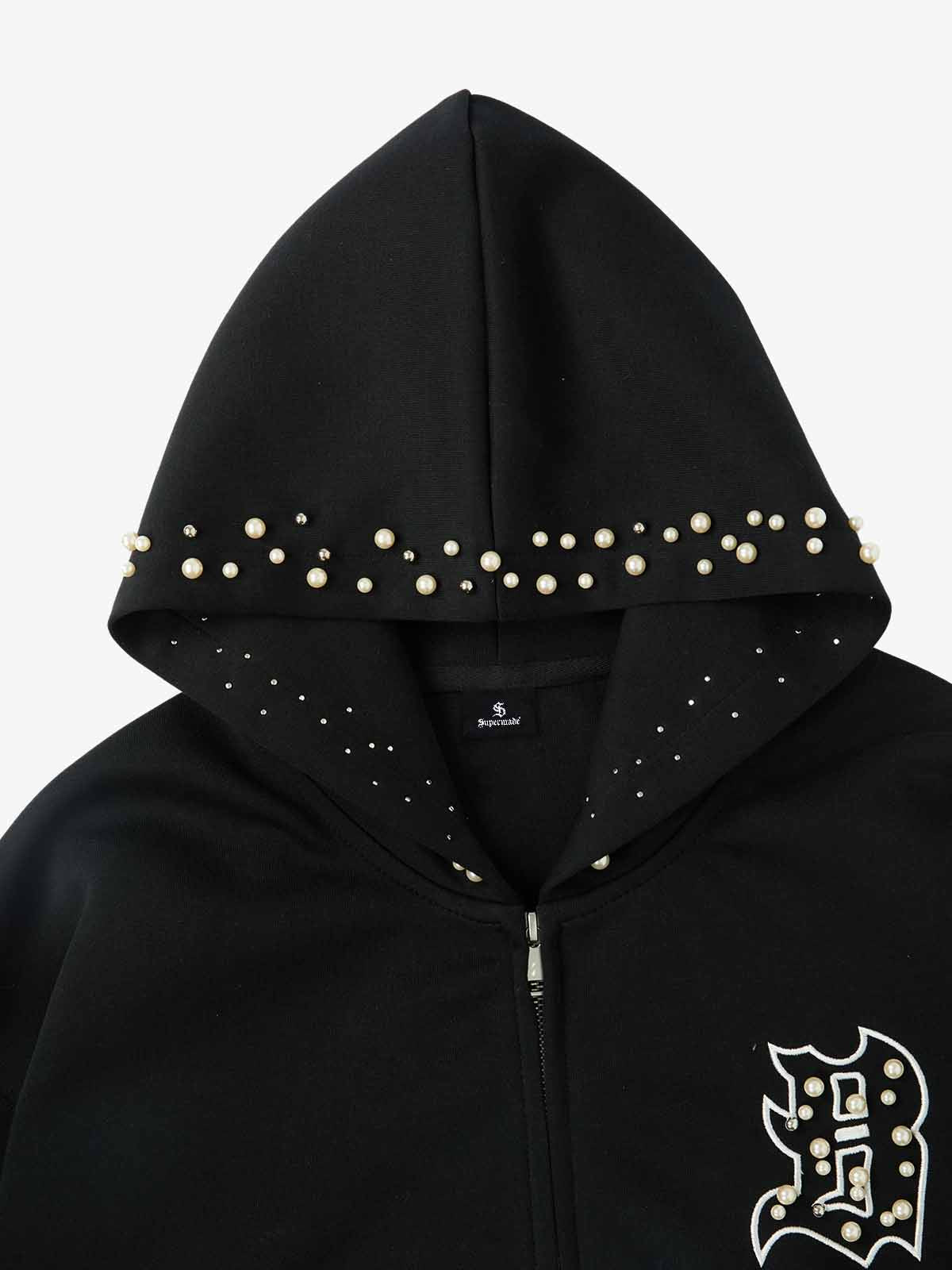 Supermade Pearl Embellished Zip Up Set - 2596 