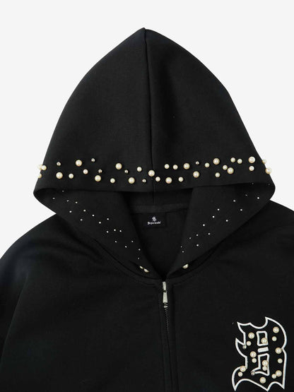 Supermade Pearl Embellished Zip Up Set - 2596 
