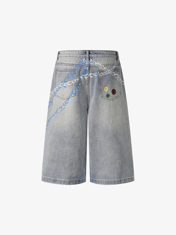 Street Painting Graffiti Denim Jorts 