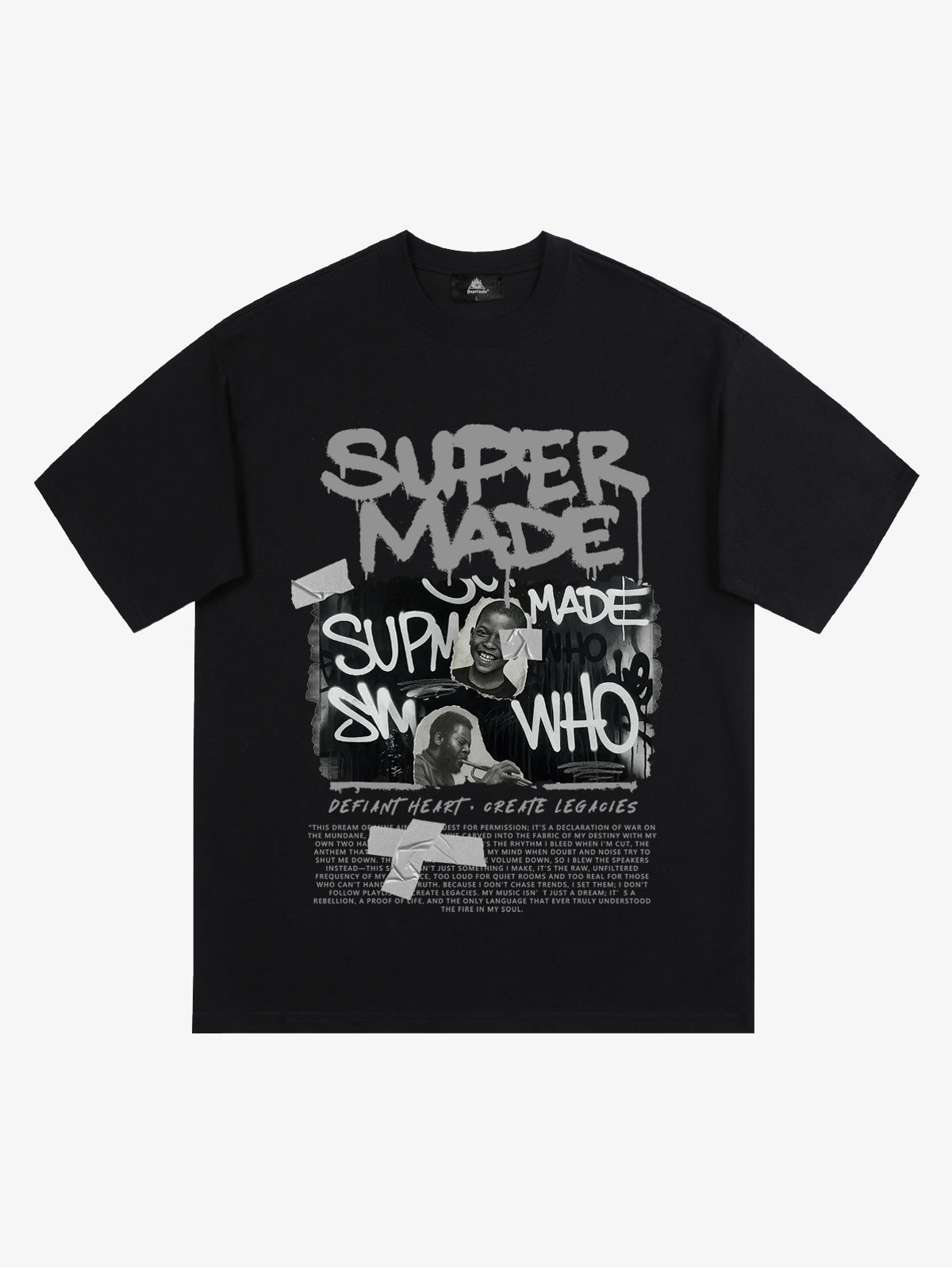 Streetwear Graffiti Character Collage Graphic T-Shirt 