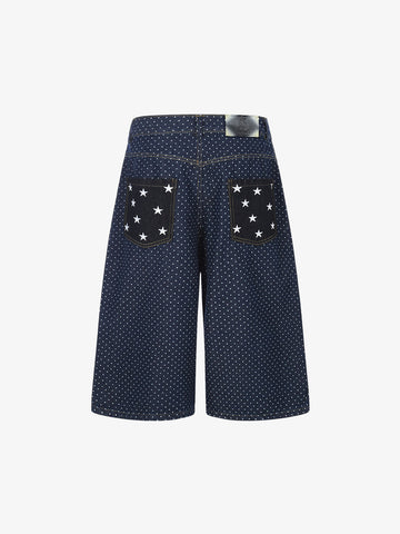 Star Embroidered Polka Dot Jeans