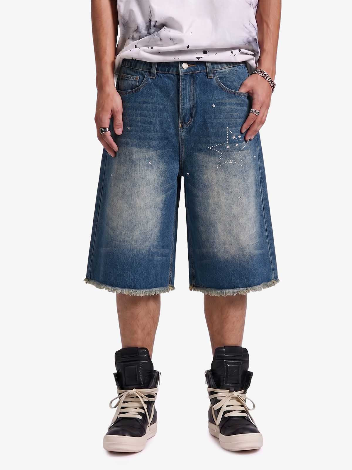 Raw Hem Star Rhinestone Jorts