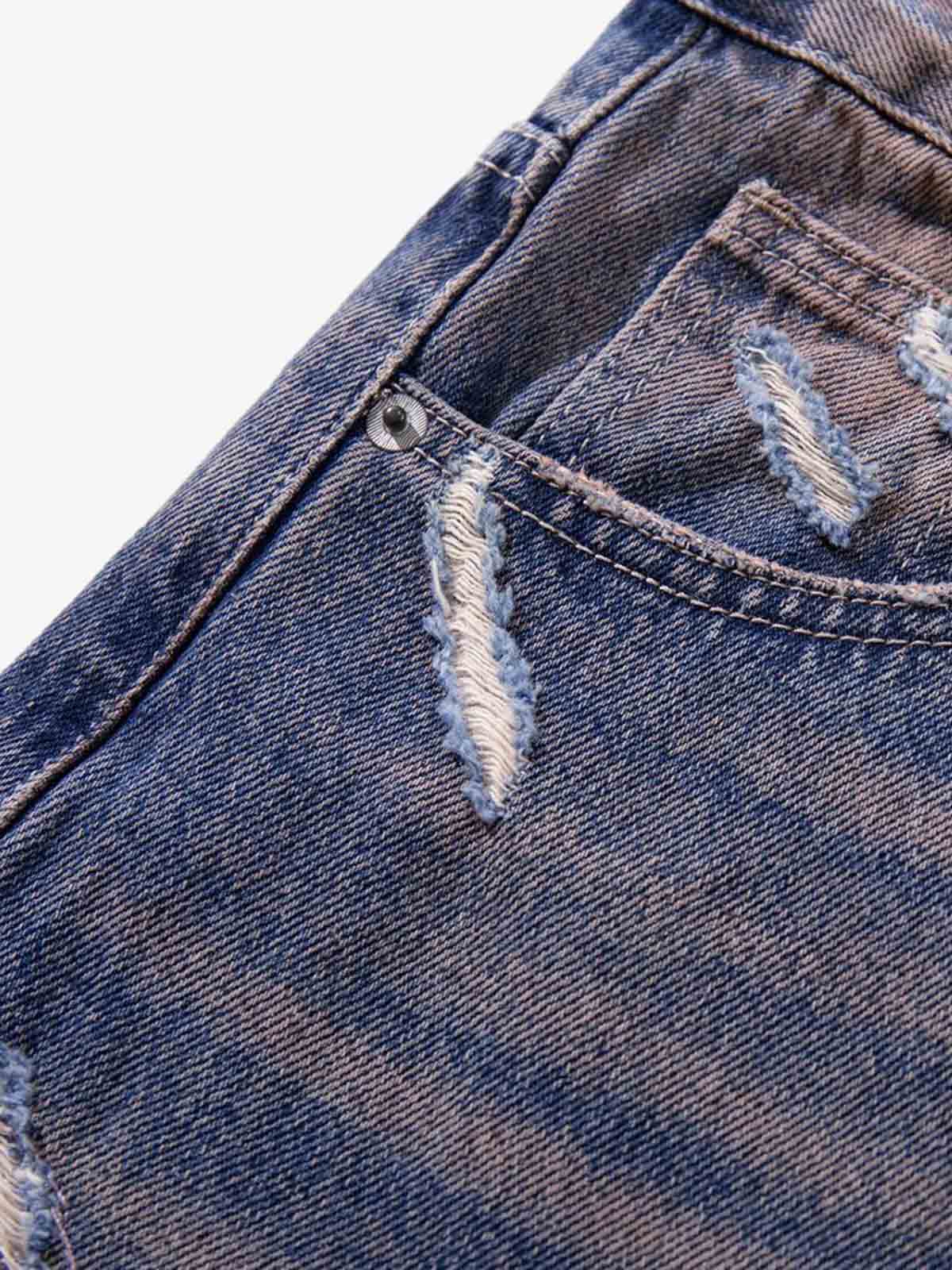 Slash Distressed Washed Denim Jeans 