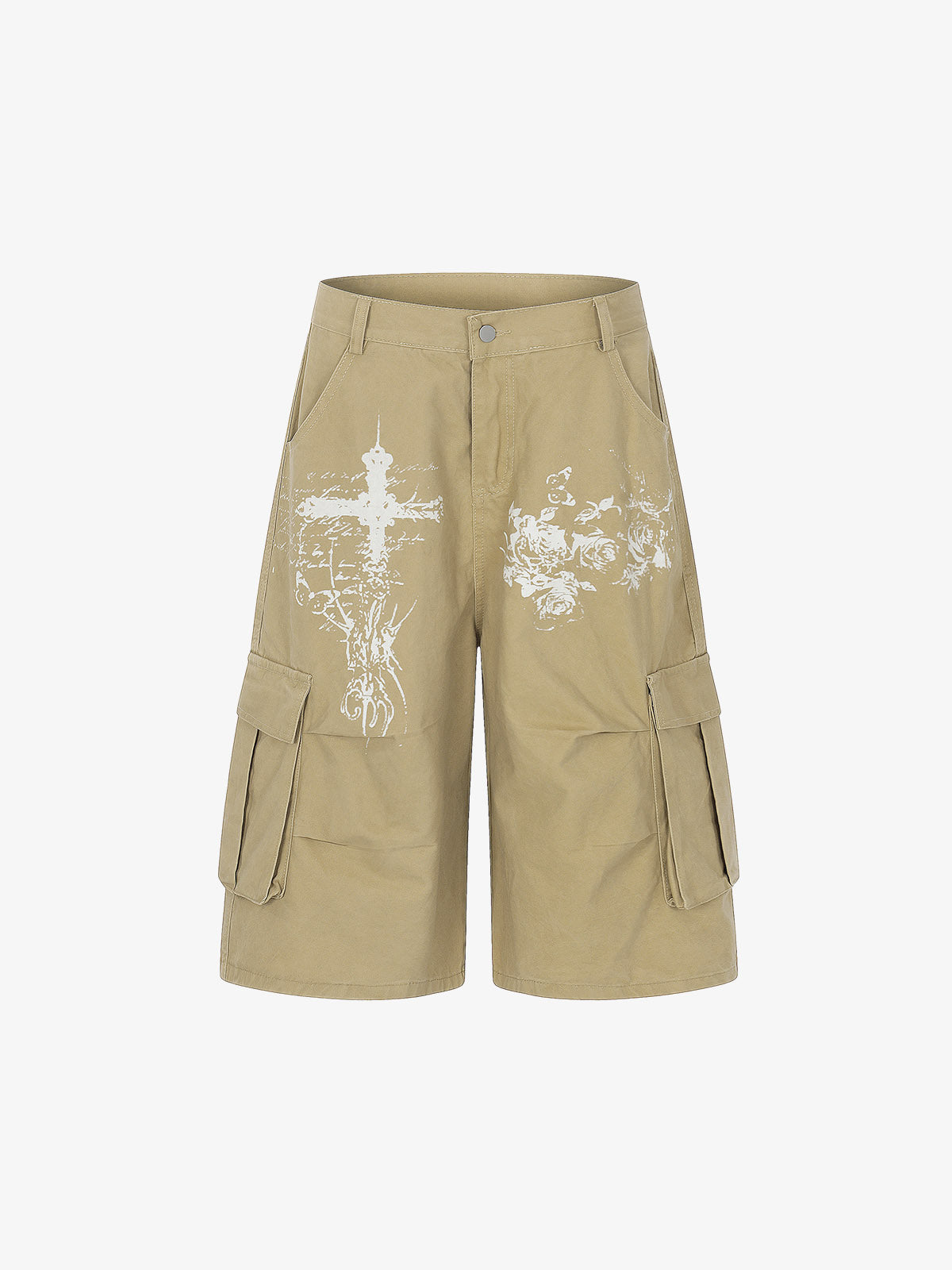 Gothic Cross Graphic Cargo Shorts