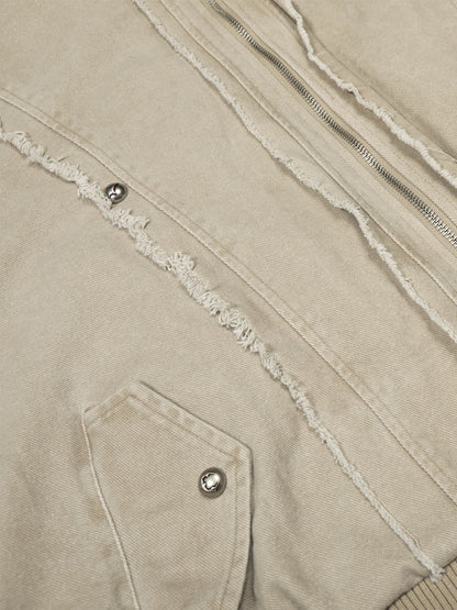 Retro Washed Fleece-lined Hooded Work Jacket 