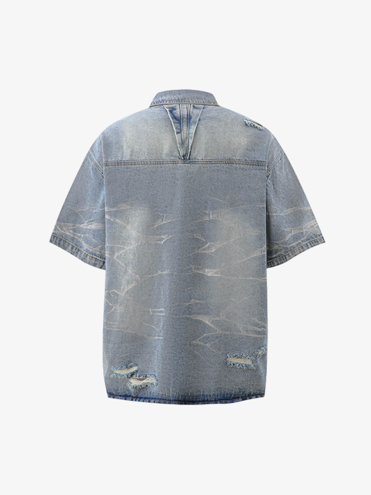 Washed Black Branch Print Deconstructed Denim Set 
