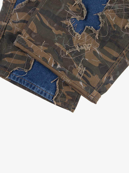 Camo Panel Embroidered Jeans
