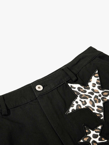 Cotton Twill Utility Jacket with Star & Leopard Embroidery