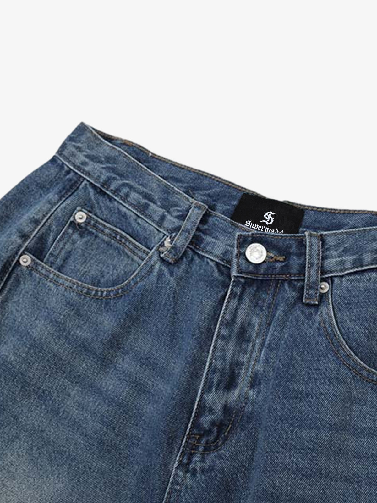 Washed Denim Wide Leg Jorts 