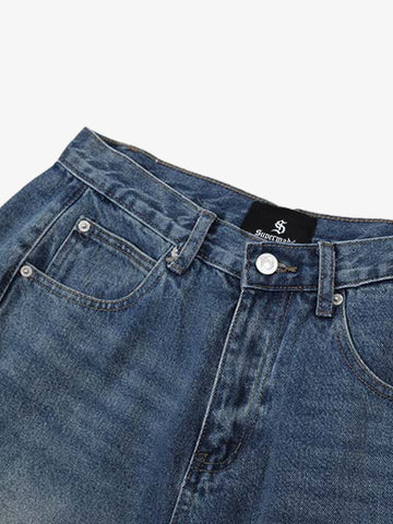 Washed Denim Wide Leg Jorts 