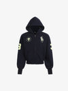 Streetwear Knight Horse Embroidered Cropped Zip-Up Hoodie